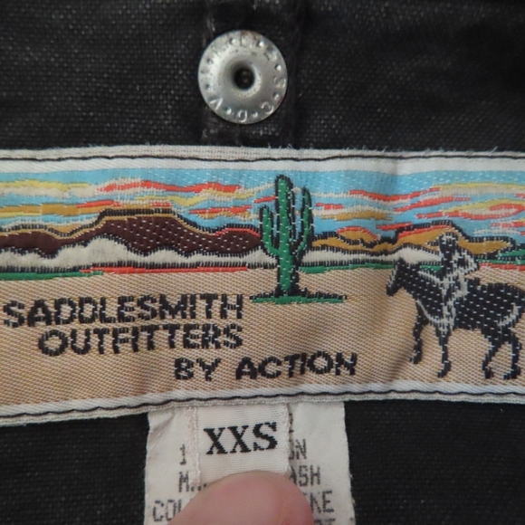 VTG Saddlesmith Outfitters by Action Thick black Denim Duster Ranch Coat, XXS - Picture 5 of 6